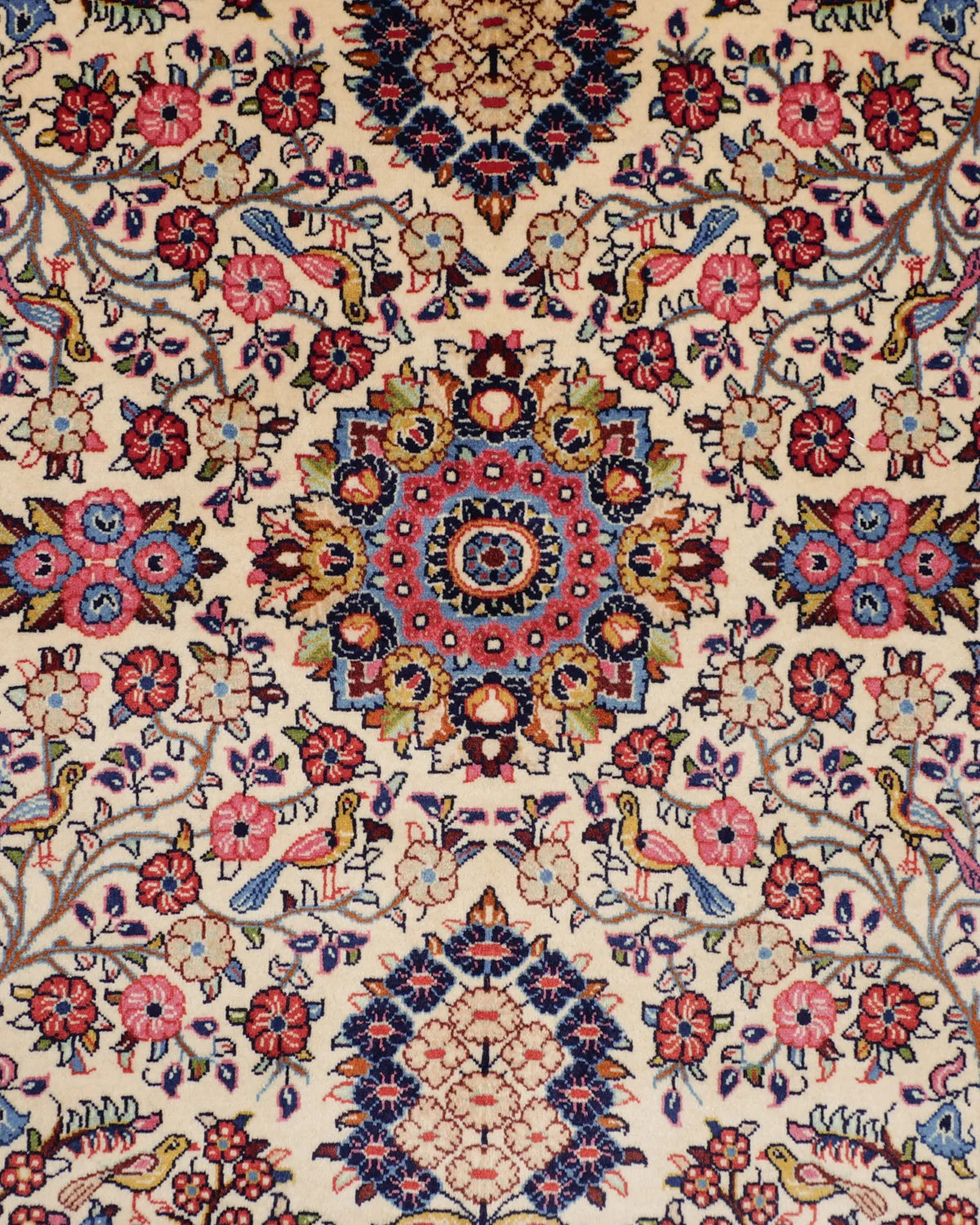 アンティーク ペルシャ絨毯 サルーク産 約138×215cm｜手織り 鹿と鳥の庭園図
