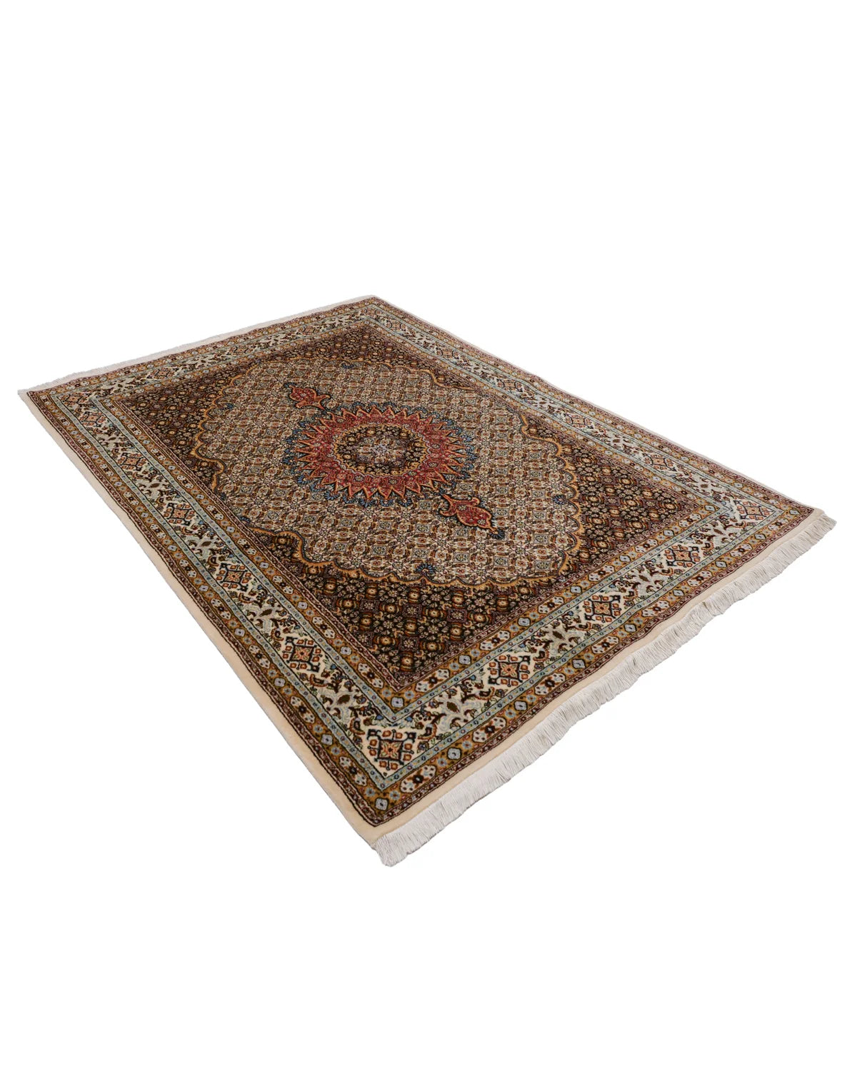 ペルシャ絨毯 ムード産 ウール 145×195cm 茶 リビング 手織り｜SATHI RUGS