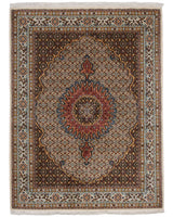 ムード産 ペルシャ絨毯 シルク入り 245×197cm ペルシャ絨毯 ムード産 ウール 145×195cm ベージュ リビング 手織り