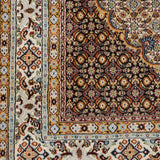 ムード産ペルシャ絨毯 約145×195cm｜全面のマヒ文様と赤青メダリオン、幾何学模様と唐草で飾られたボーダーが特徴の手織りウールラグ