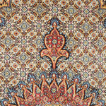 ムード産ペルシャ絨毯 約145×195cm｜全面のマヒ文様と赤青メダリオン、幾何学模様と唐草で飾られたボーダーが特徴の手織りウールラグ