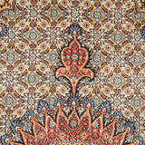 ムード産ペルシャ絨毯 約145×195cm｜全面のマヒ文様と赤青メダリオン、幾何学模様と唐草で飾られたボーダーが特徴の手織りウールラグ