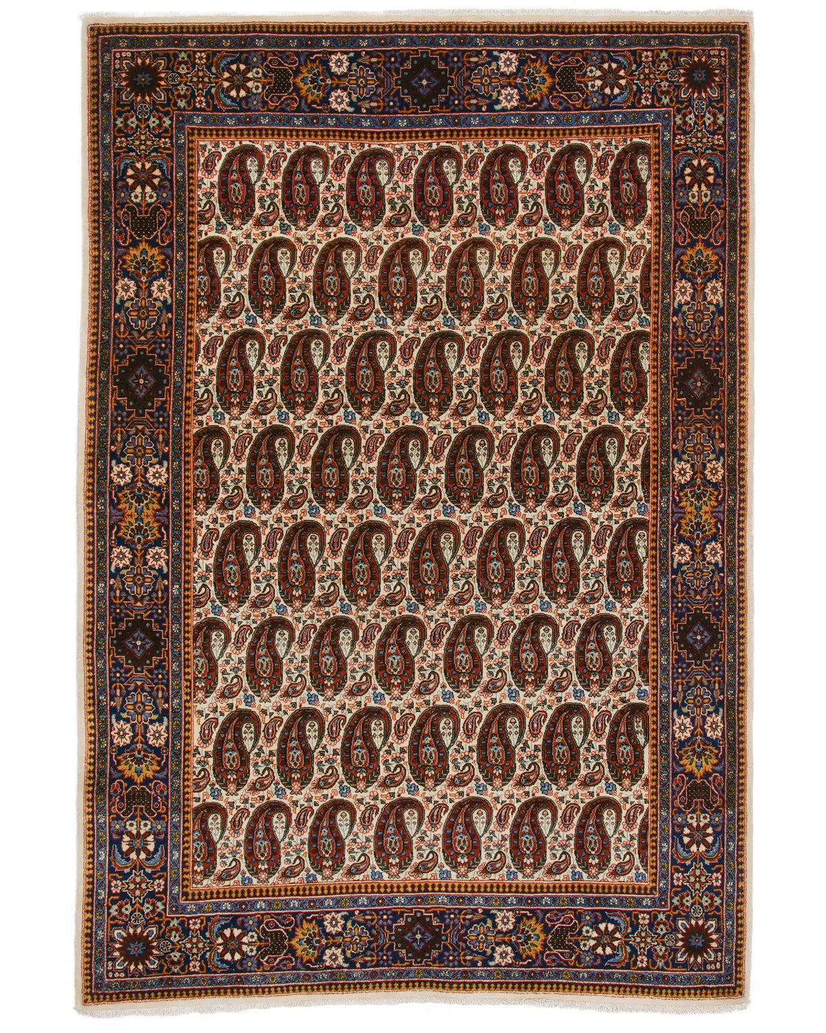 クム産オールド手織りペルシャ絨毯 ウール製 約140×204cm