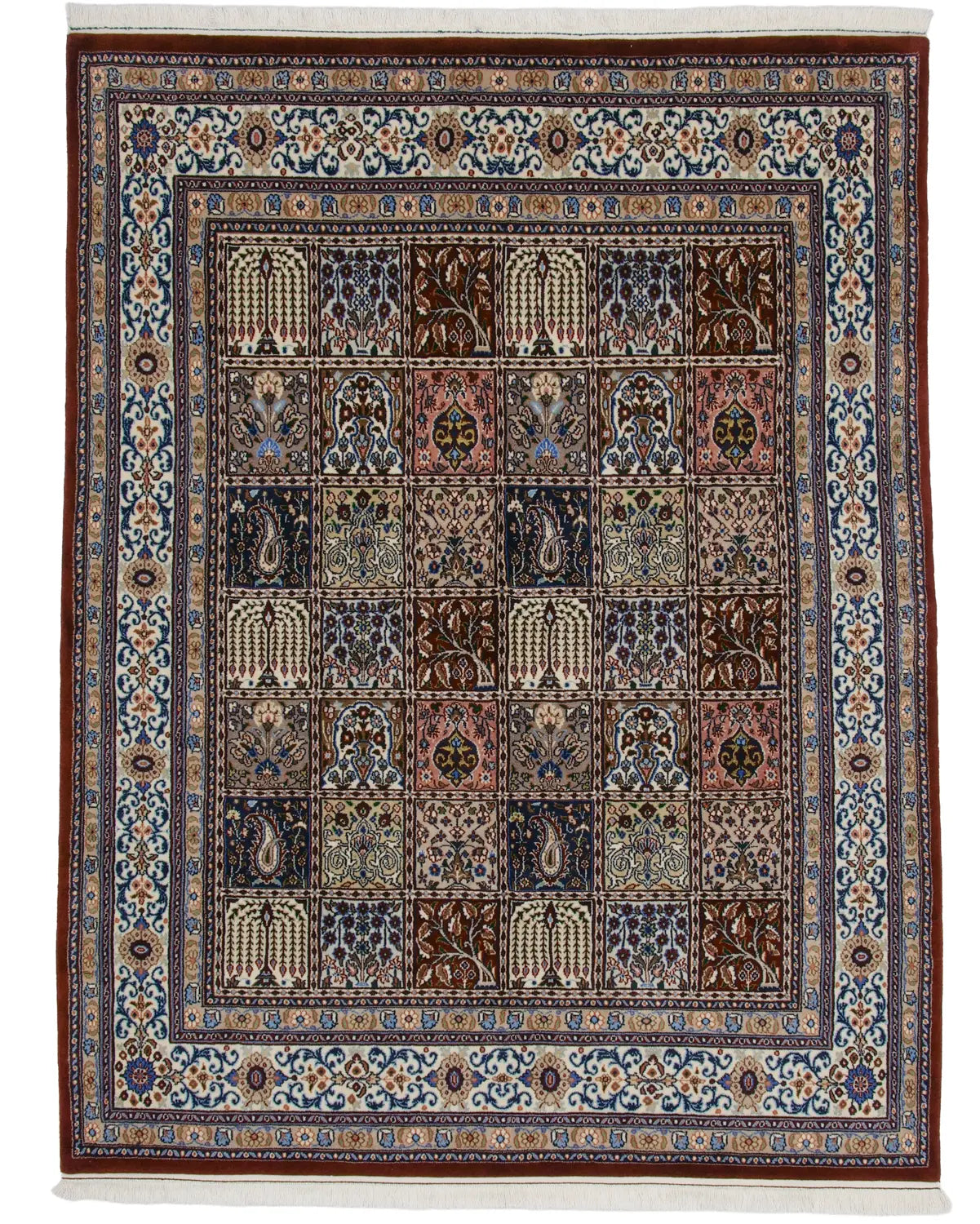 ムード産ペルシャ絨毯 ヘシティ柄 茶系 150×195cm