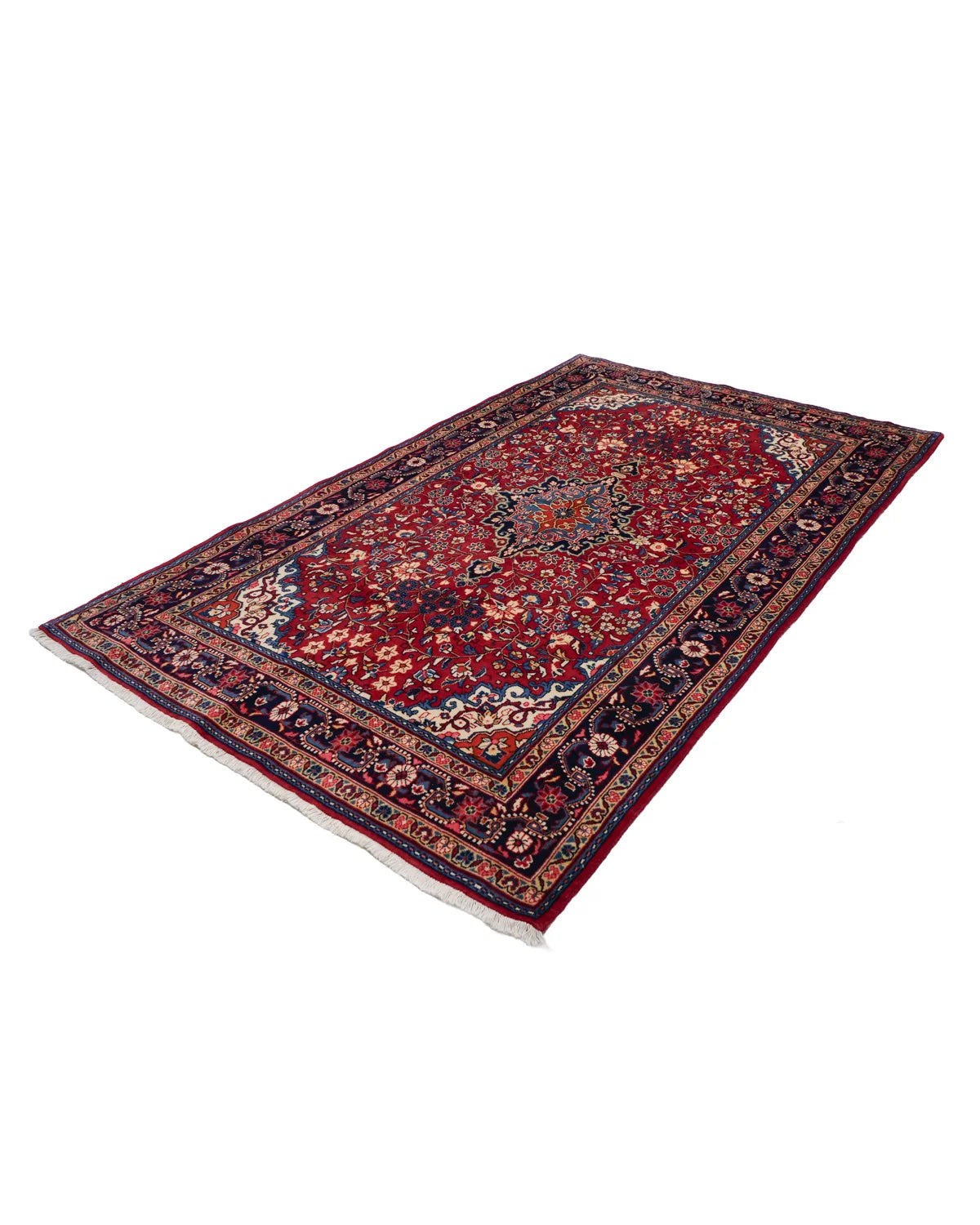 ペルシャ絨毯 ウール 130×215cm 赤 リビング 手織り｜SATHI RUGS