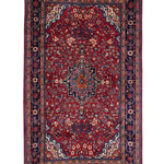 ジョーザン産ペルシャ絨毯 八角形メダリオンと花文様 約130×215cm