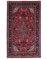 ジョーザン産ペルシャ絨毯 八角形メダリオンと花文様 約130×215cm
