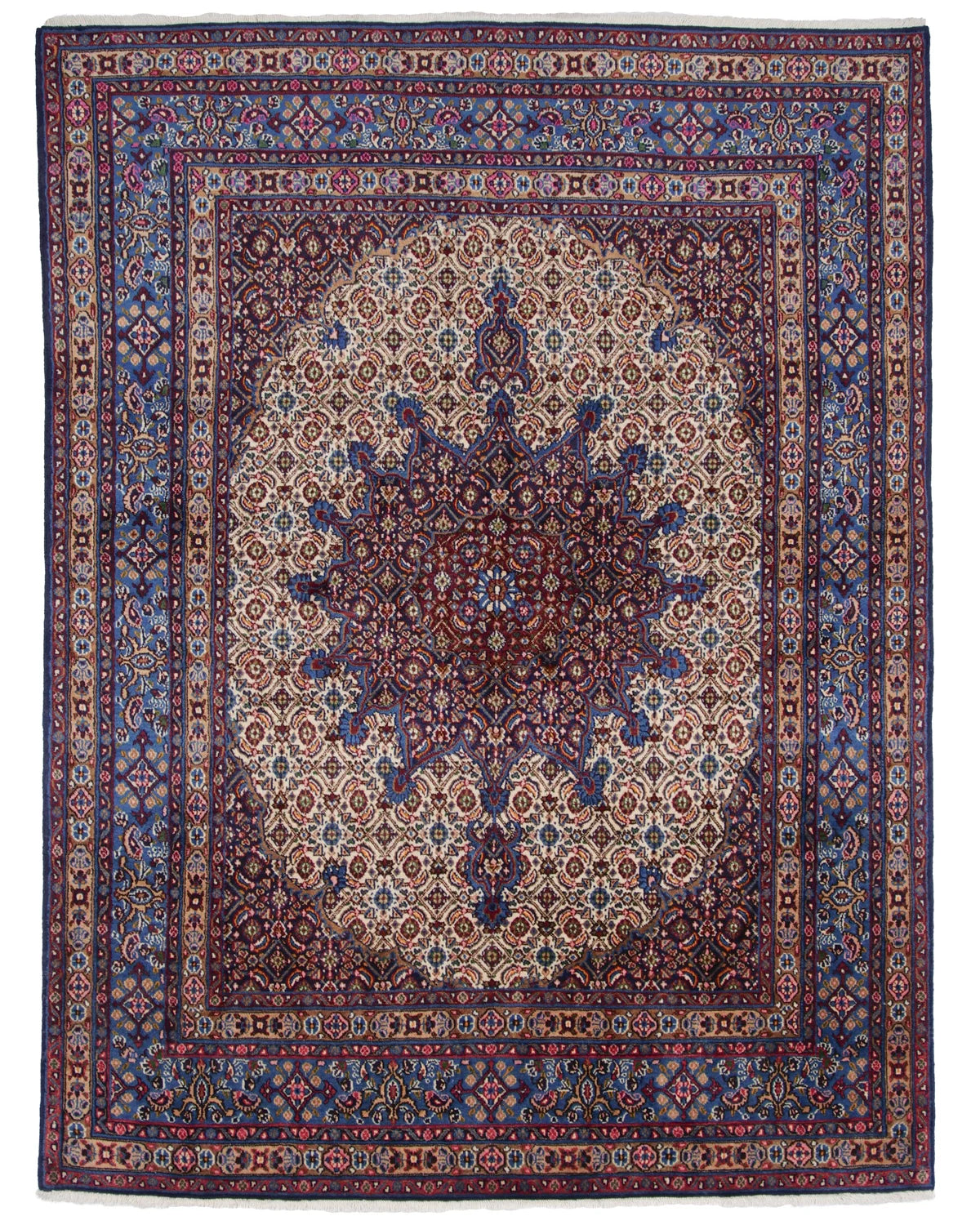 ムード産手織りペルシャ絨毯 160×210cm マヒ柄と大メダリオン
