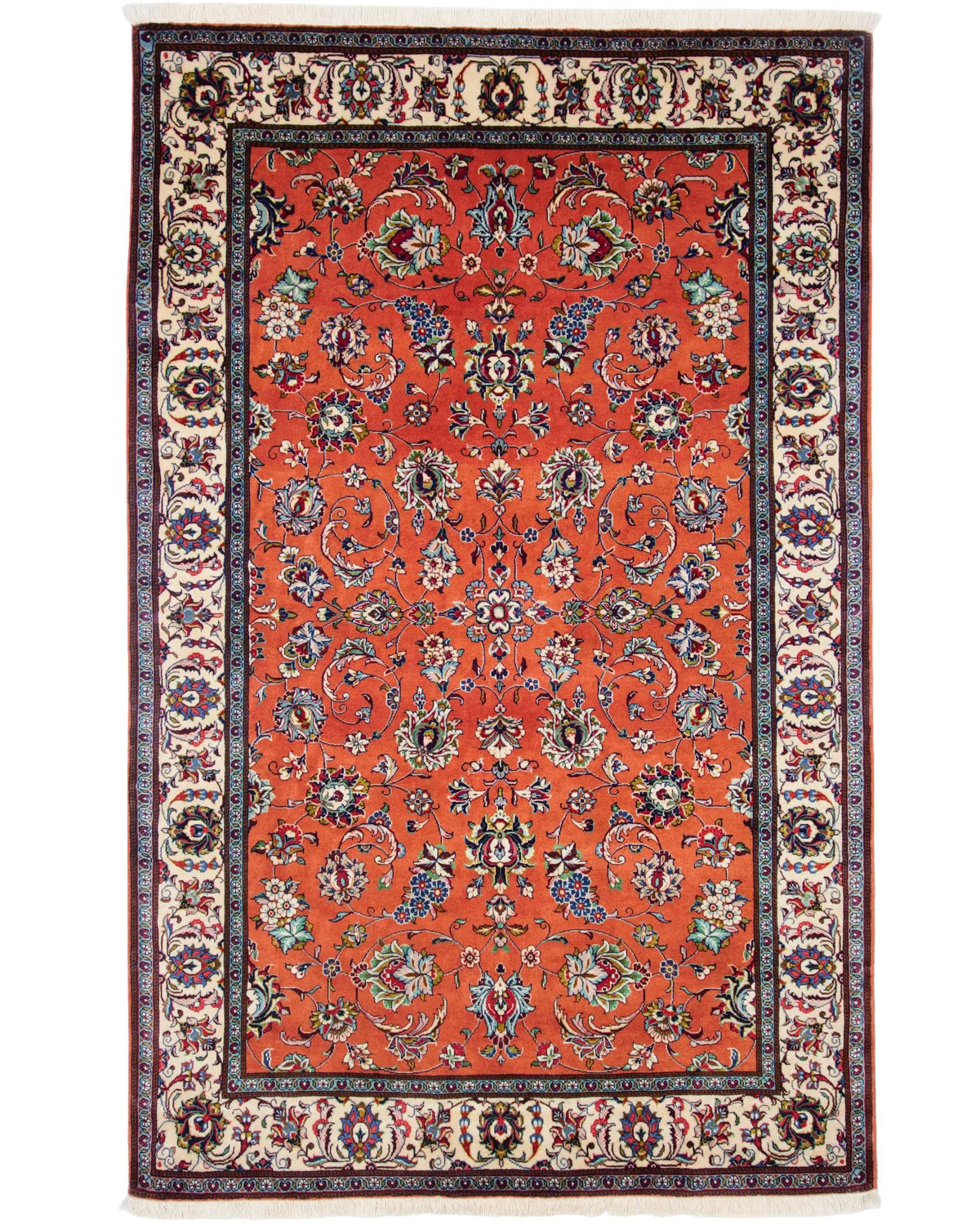 ペルシャ絨毯 サルーク産 ウール 135×205cm オレンジ リビング 手織り ペルシャ絨毯 サルーク産 ウール 135×205cm オレンジ リビング 手織り