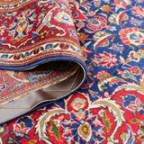 ペルシャ絨毯 カシャーン産 ウール ネイビー 折り返し
