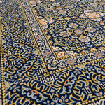 ペルシャ絨毯 カシャーン産 ウール 152x210cm 紺 ネイビー 手織り