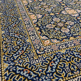 ペルシャ絨毯 カシャーン産 ウール 152x210cm 紺 ネイビー 手織り