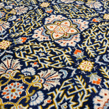 ペルシャ絨毯 カシャーン産 ウール 152x210cm 紺 ネイビー 手織り