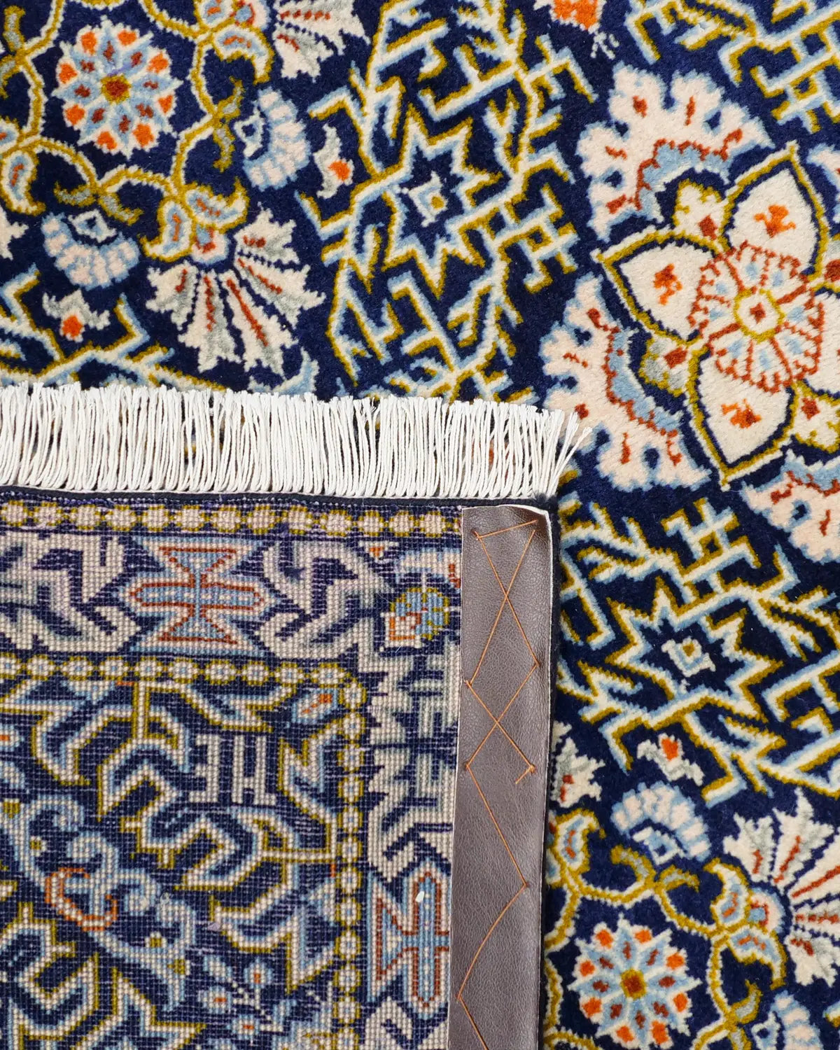 ペルシャ絨毯 カシャーン産 ウール 152x210cm 紺 ネイビー 手織り