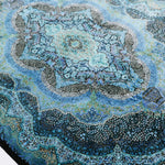ペルシャ絨毯 クム産 ライモン工房 シルク ブルー メダリオンアップ