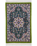 ペルシャ絨毯 ナイン産 ウール＆シルク 約50×79.5cm