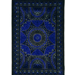 ペルシャ絨毯 クム産 ガンバルザデ工房 シルク 60x91cm 青 ブルー 玄関マット 手織り