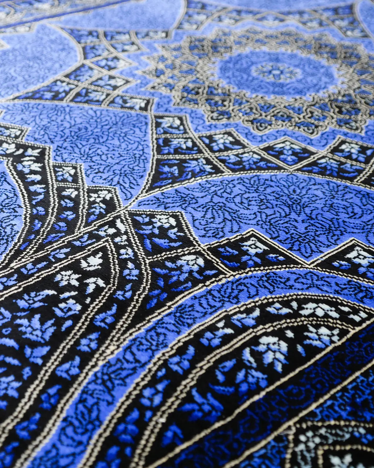 ペルシャ絨毯 クム産 ガンバルザデ工房 シルク 60x91cm 青 ブルー 玄関マット 手織り