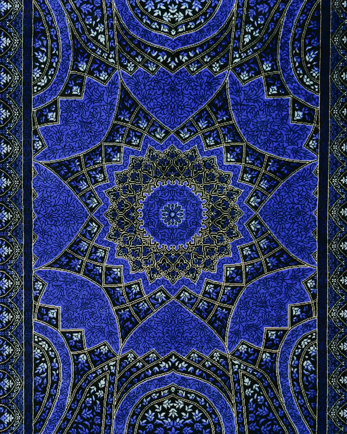 ペルシャ絨毯 クム産 ガンバルザデ工房 シルク 60x91cm 青 ブルー 玄関マット 手織り