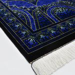 ペルシャ絨毯 クム産 ガンバルザデ工房 シルク 60x91cm 青 ブルー 玄関マット 手織り