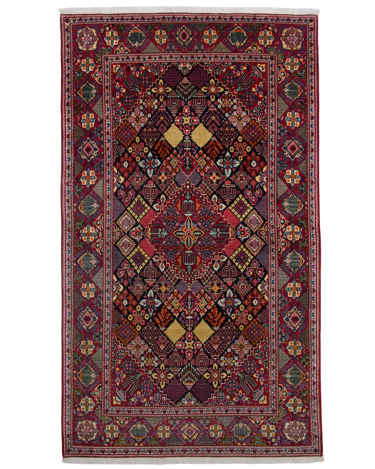 ペルシャ絨毯 カシャーン産 ウール 137x237cm ジョーシャガン 赤 レッド 手織り 