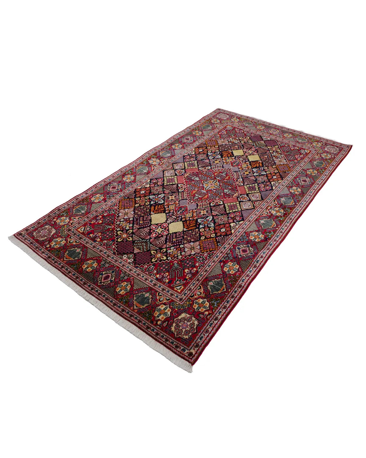 ペルシャ絨毯 カシャーン産 ウール 137x237cm ジョーシャガン 赤 レッド 手織り 