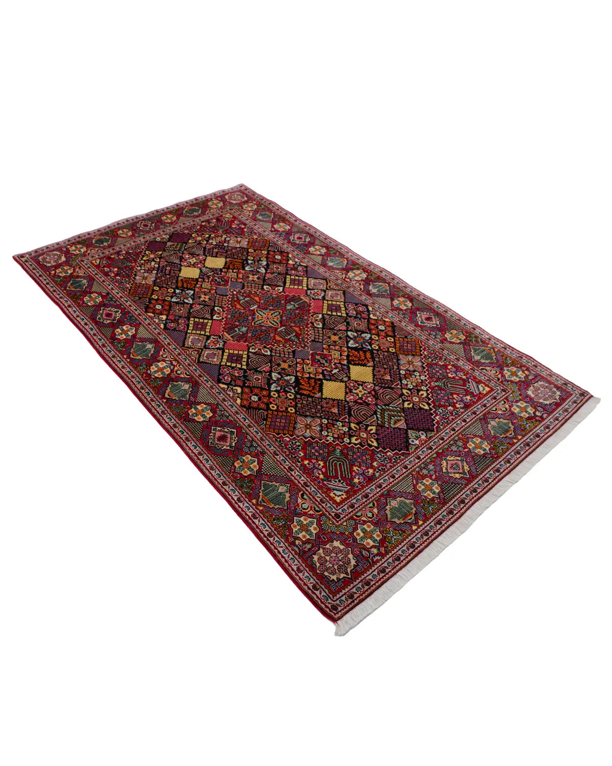 ペルシャ絨毯 カシャーン産 ウール 137x237cm ジョーシャガン 赤 レッド 手織り 