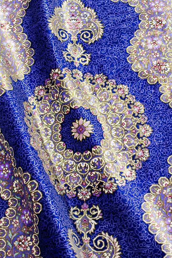 アミラン工房 ペルシャ絨毯 クム シルク 紫