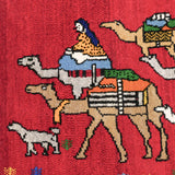 ペルシャ絨毯 シーラーズ産 カシュガイ族手織り ウール 77×88cm 赤 ラクダ キャラバン トライバル 玄関マット 壁掛け ラグ 