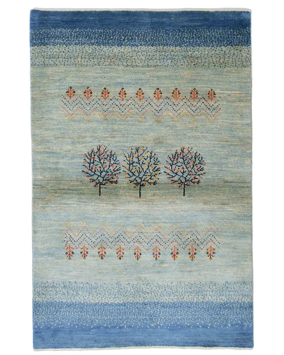 ギャッベ ファイン 101×157cm 青 リビング 手織り｜SATHI RUGS