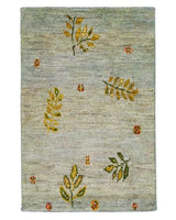 手織りペルシャ絨毯 ギャッベ 50x80cm 玄関マット 淡いブルー