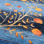 ペルシャギャッベ 外枠藍色 ボーダー柄 ウールラグ