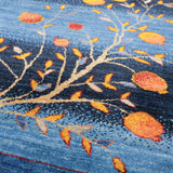 ペルシャギャッベ 外枠藍色 ボーダー柄 ウールラグ