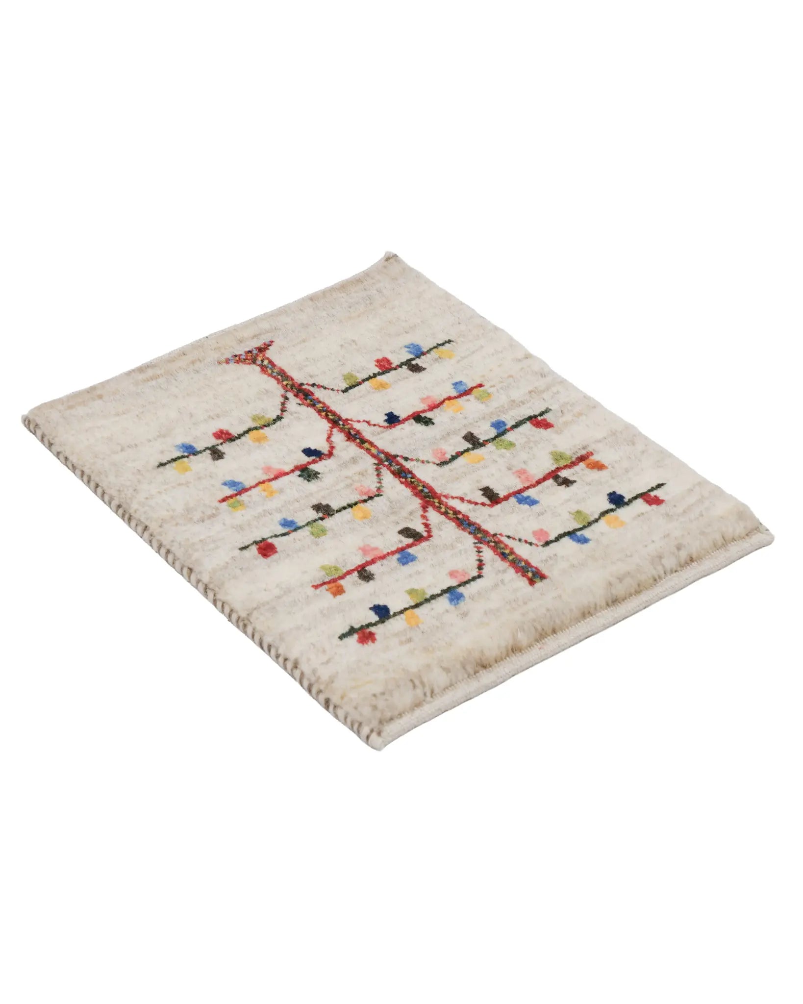 ペルシャ絨毯 ギャッベ ファイン ウール 座布団 手織り ラグ 生命の樹