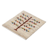 ペルシャ絨毯 ギャッベ ファイン ウール 座布団 手織り ラグ 生命の樹