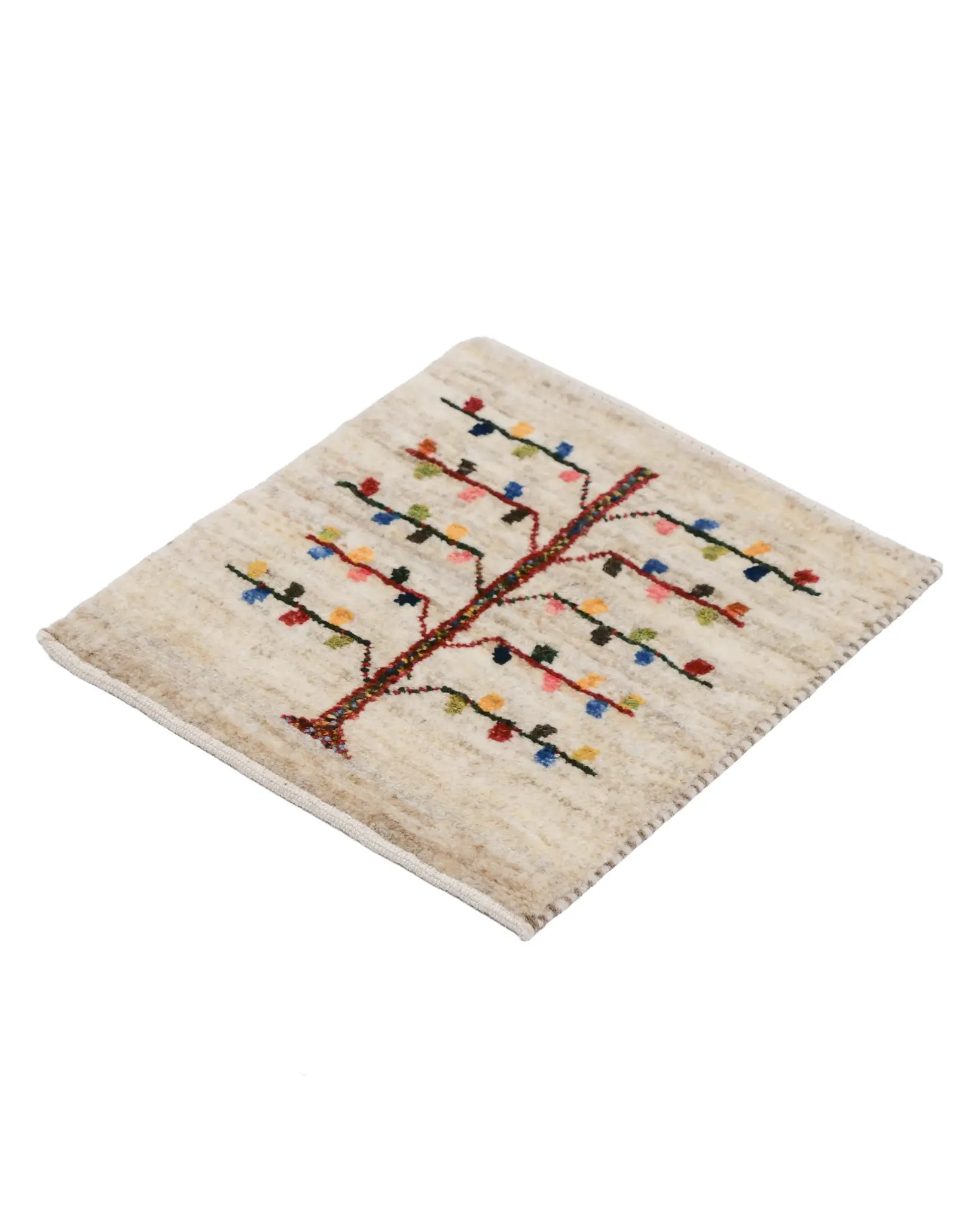 ペルシャ絨毯 ギャッベ ファイン ウール 座布団 手織り ラグ 生命の樹