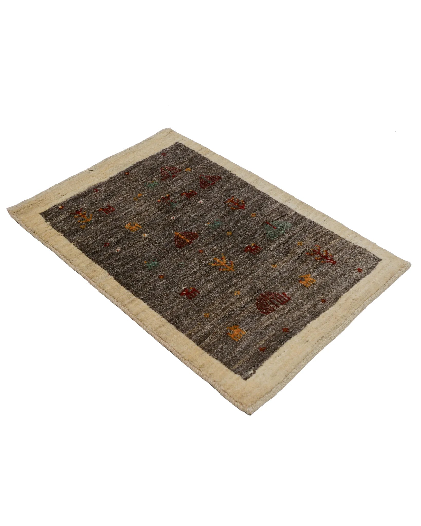 ギャッベ 玄関マット アイボリー 手織り