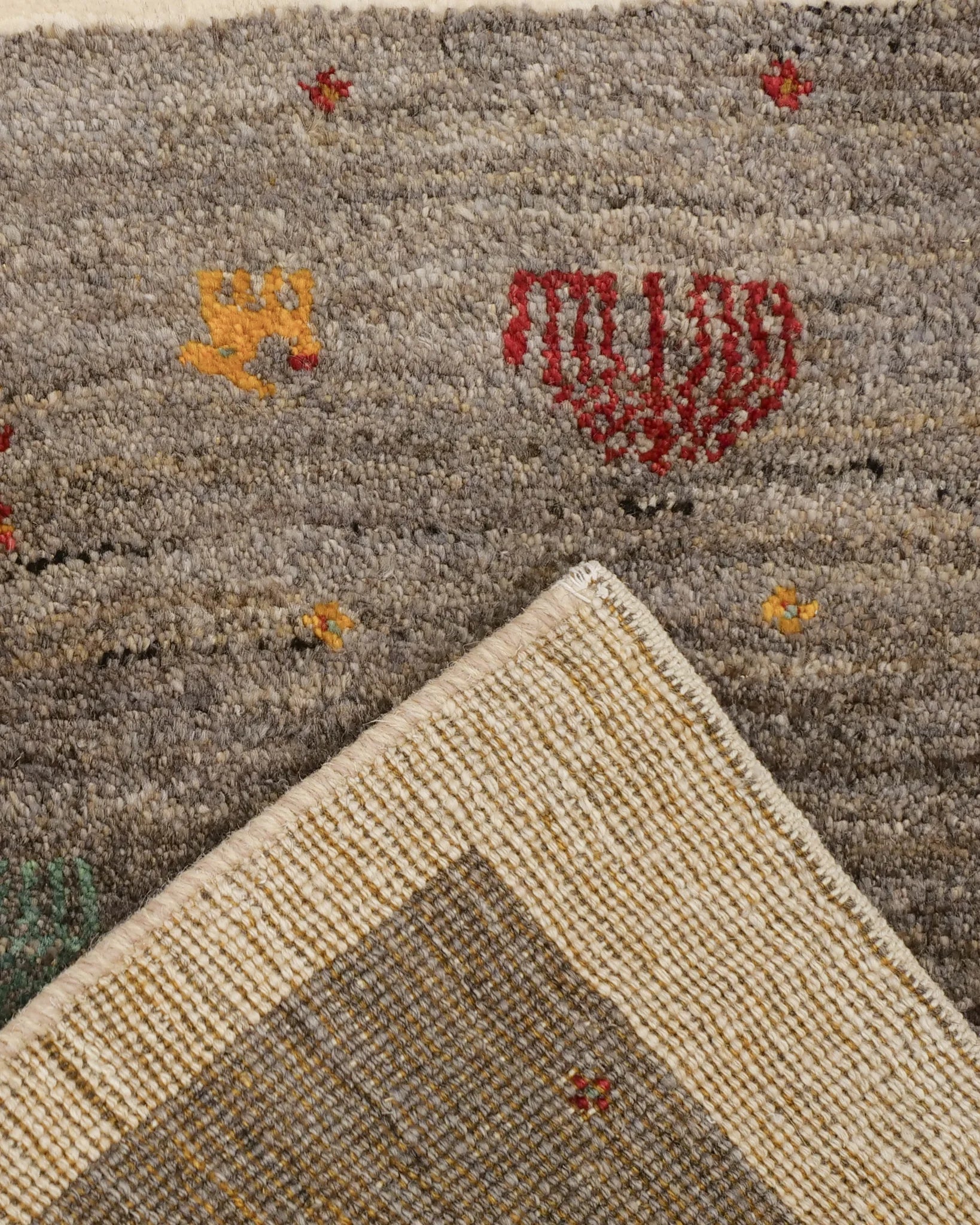 ギャッベ 玄関マット アイボリー 手織り