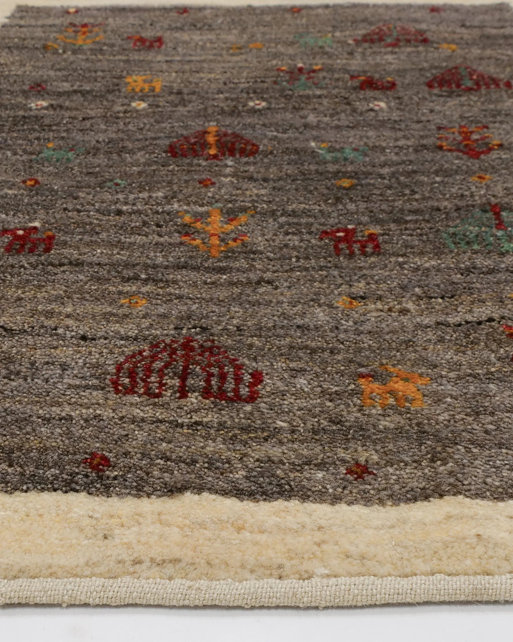 ギャッベ 玄関マット アイボリー 手織り