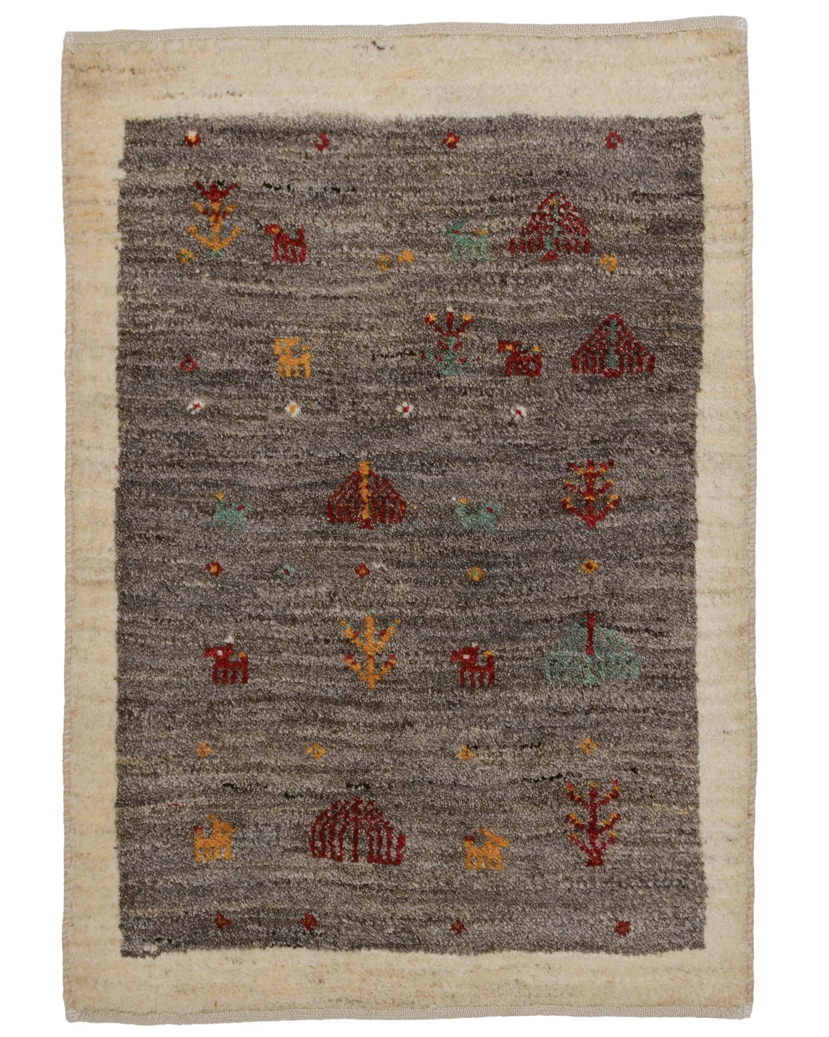 ギャッベ 玄関マット アイボリー 手織り