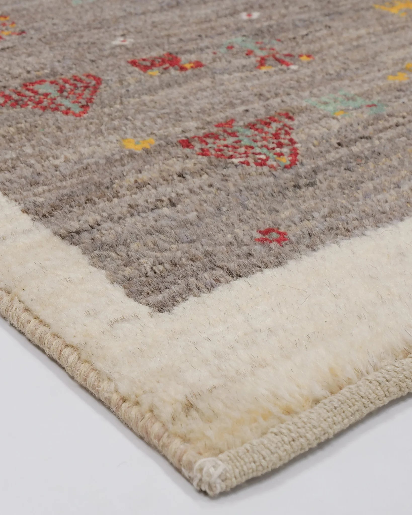 ギャッベ 玄関マット アイボリー 手織り