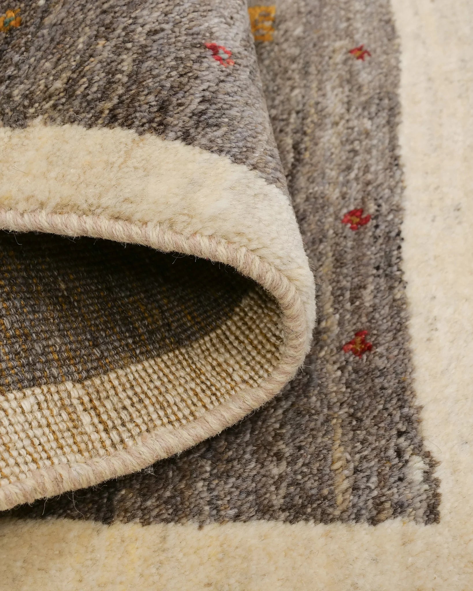 ギャッベ 玄関マット アイボリー 手織り