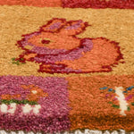 ペルシャ絨毯 ギャッベ 座布団 手織りラグ うさぎ ウール カラフル