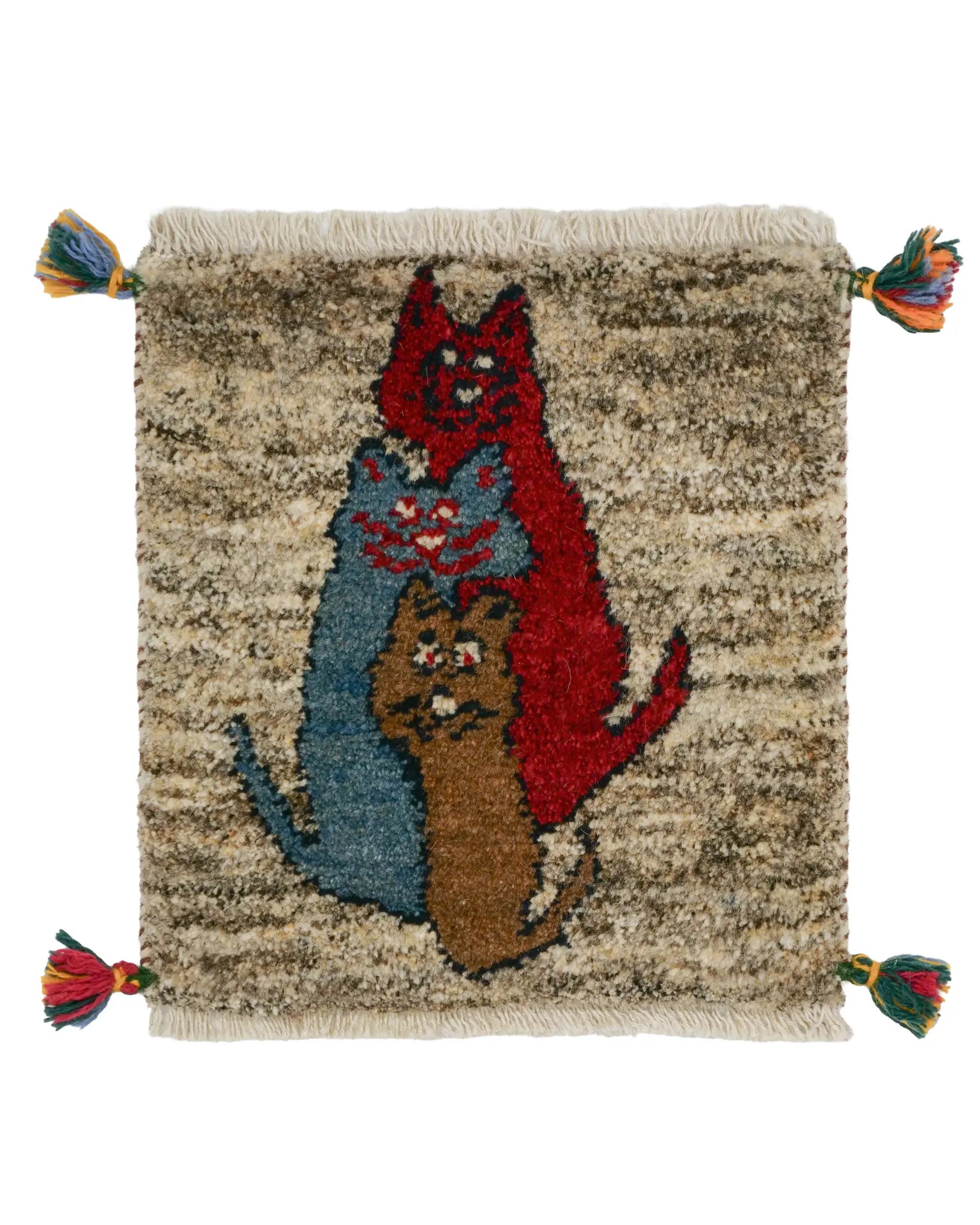 ギャッベ 39×40cm 茶 座布団 手織り｜SATHI RUGS