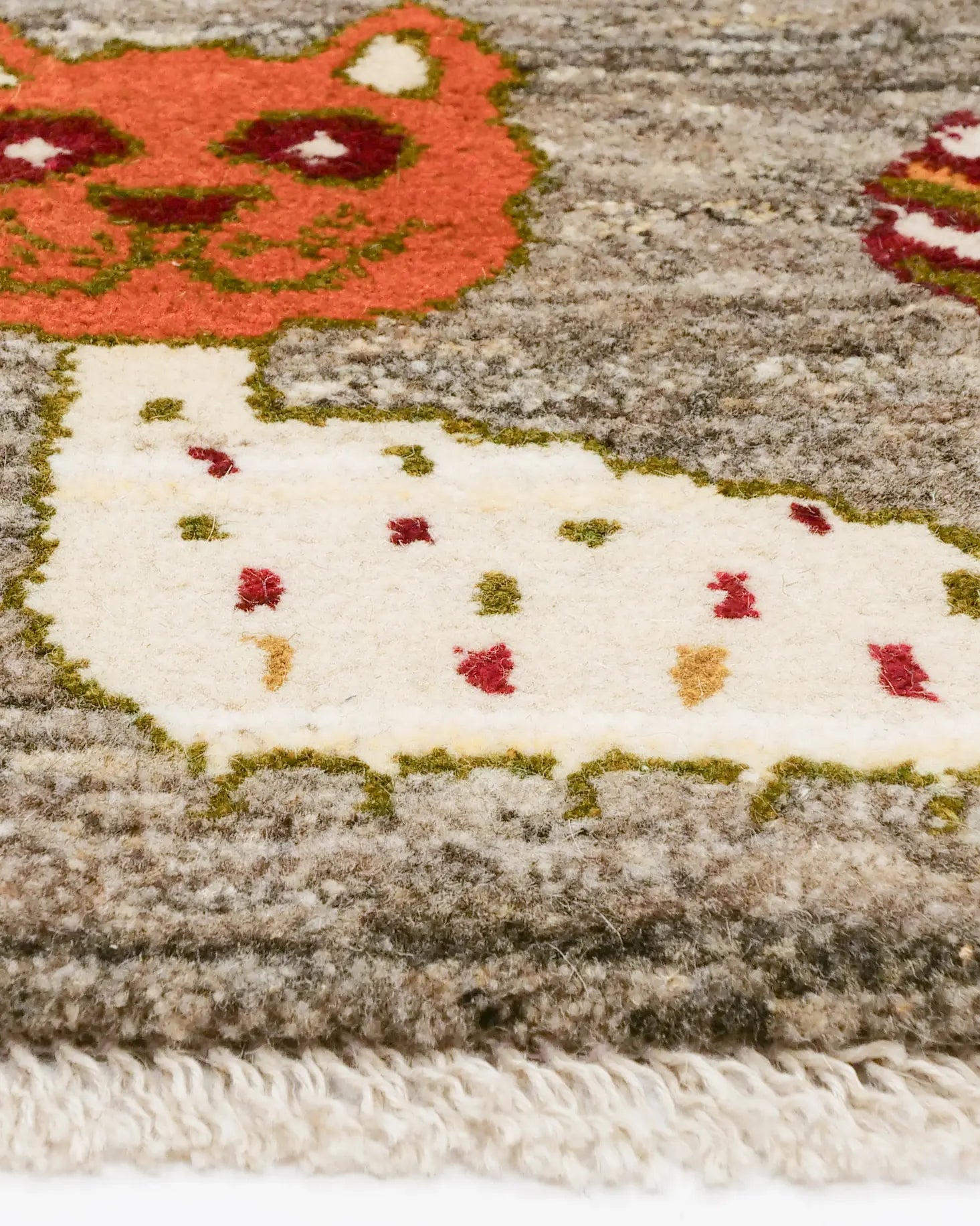 ギャッベ 41×41cm 茶 座布団 手織り｜SATHI RUGS