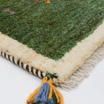 ペルシャ絨毯 ギャッベ 座布団 43x44cm ミニ ラグ 緑 グリーン
