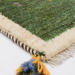 ペルシャ絨毯 ギャッベ 座布団 43x44cm ミニ ラグ 緑 グリーン