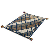 ペルシャギャッベ 手織りウールラグ シーラーズ産 幾何学的なひし形模様 ミニマルデザイン