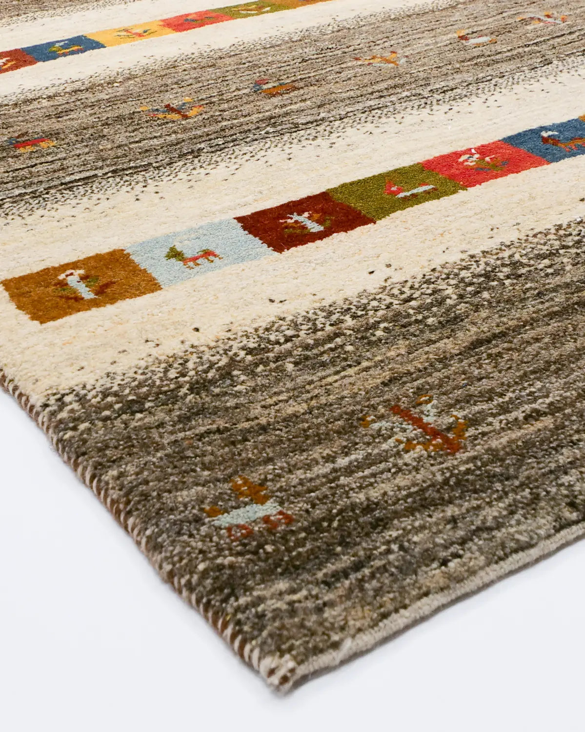 ペルシャギャッベ ウール ボーダーデザイン リビング用