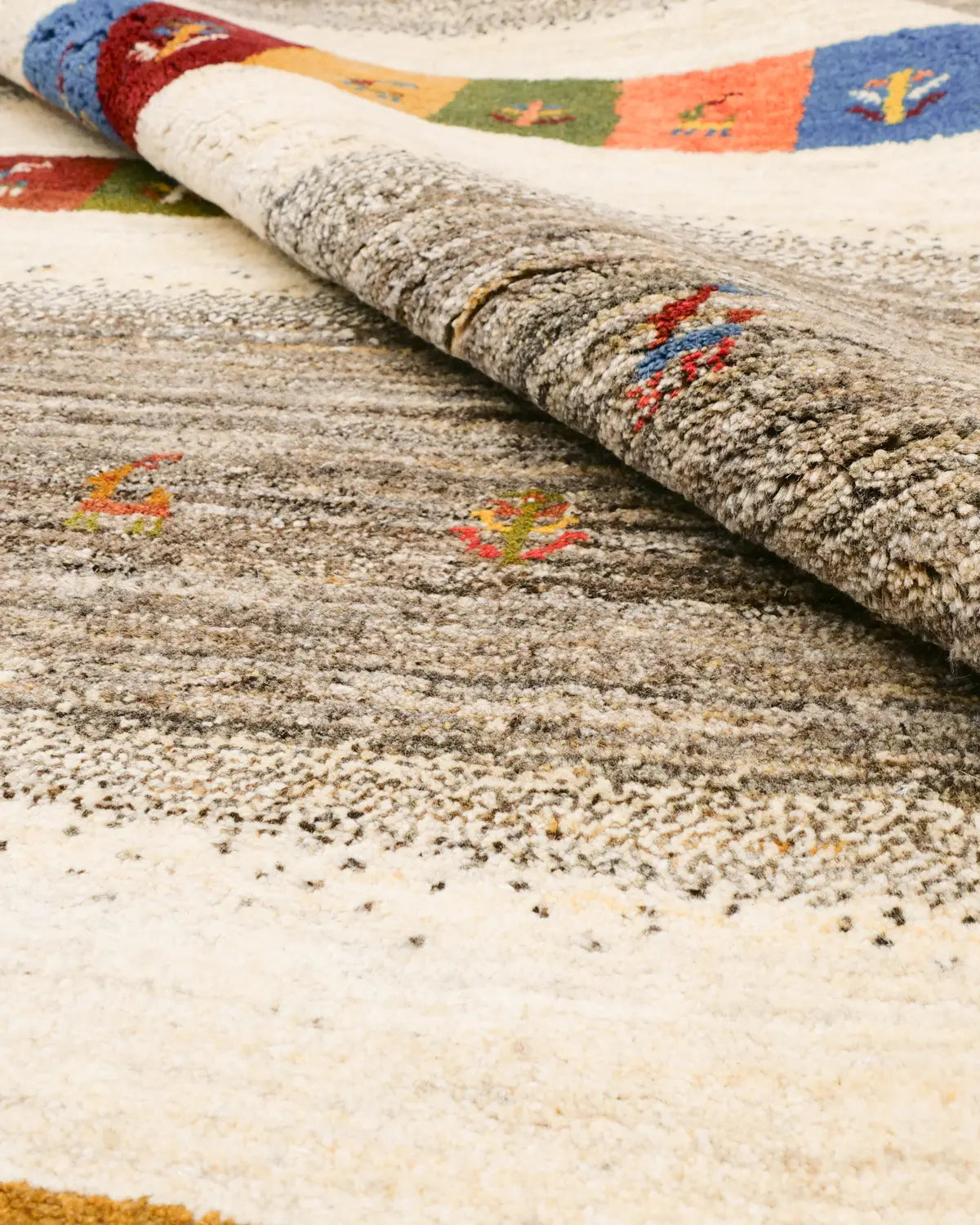 ペルシャギャッベ ボーダー柄 ウール 大きいラグ